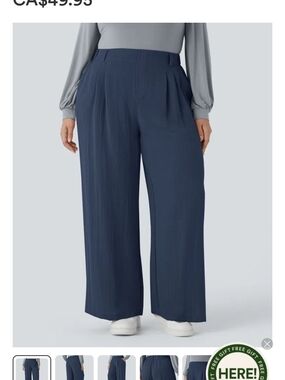 NWT-Halara High Waisted, Flowy, Linen Feel Wide Leg Pant With Pockets